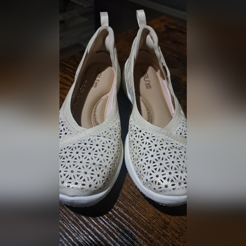 Jambu Emma Shoes Slip On Flats Round Toe Shimmer Cream Womens US 7 - Picture 2 of 11